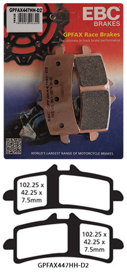 GPFAX D2 EBC Sintered CF Moto Front Brake Pads for Track Use (Complete Front Axle Set)