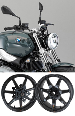 BST Carbon Fibre 7 Spoke Panther TEK Motorcycle Wheels for BMW R nineT Pure 2017> Onwards - Road & Race 