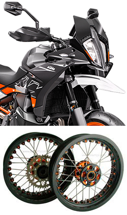 Kineo Wire Spoked Tubeless Wheels for KTM 890 SMT Supermoto 2024> onwards 