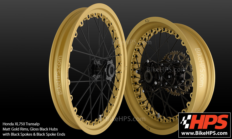 Kineo Tubeless Spoked Wheels for Honda XL750 Transalp - Matt Gold and Black