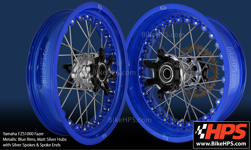 Kineo Wheels - Yamaha FZS1000 Fazer - Metallic Blue and Silver